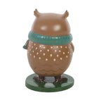 Oliver The Owl resin ornament rear view showing spotted back and teal scarf