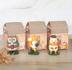 Oliver The Owl Flynn The Fox and Hazel The Hedgehog Woodland Friends resin ornament series group shot
