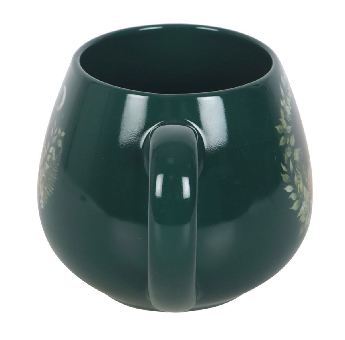 Enchanted Forest Fawn Mug rear view showing rounded barrel shape and handle