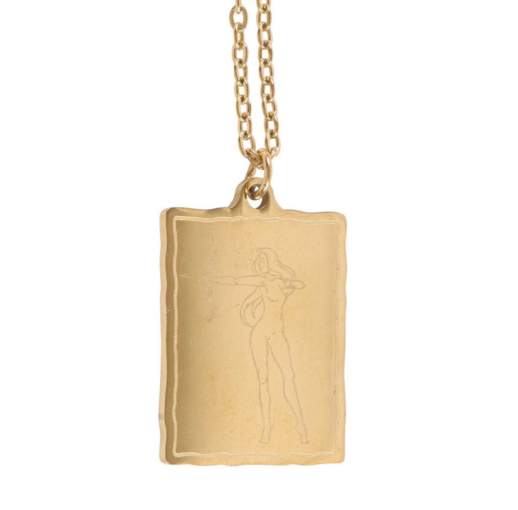 Athena Talisman Necklace on its cream Goddess of Wisdom presentation card