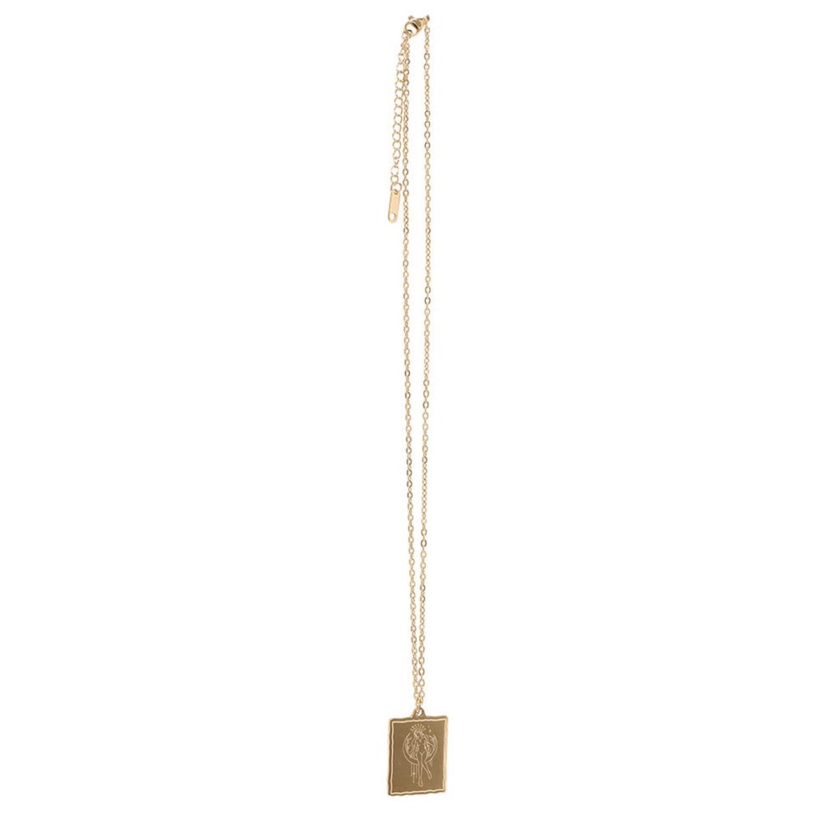 Full length view of the Selene necklace chain with extender and clasp