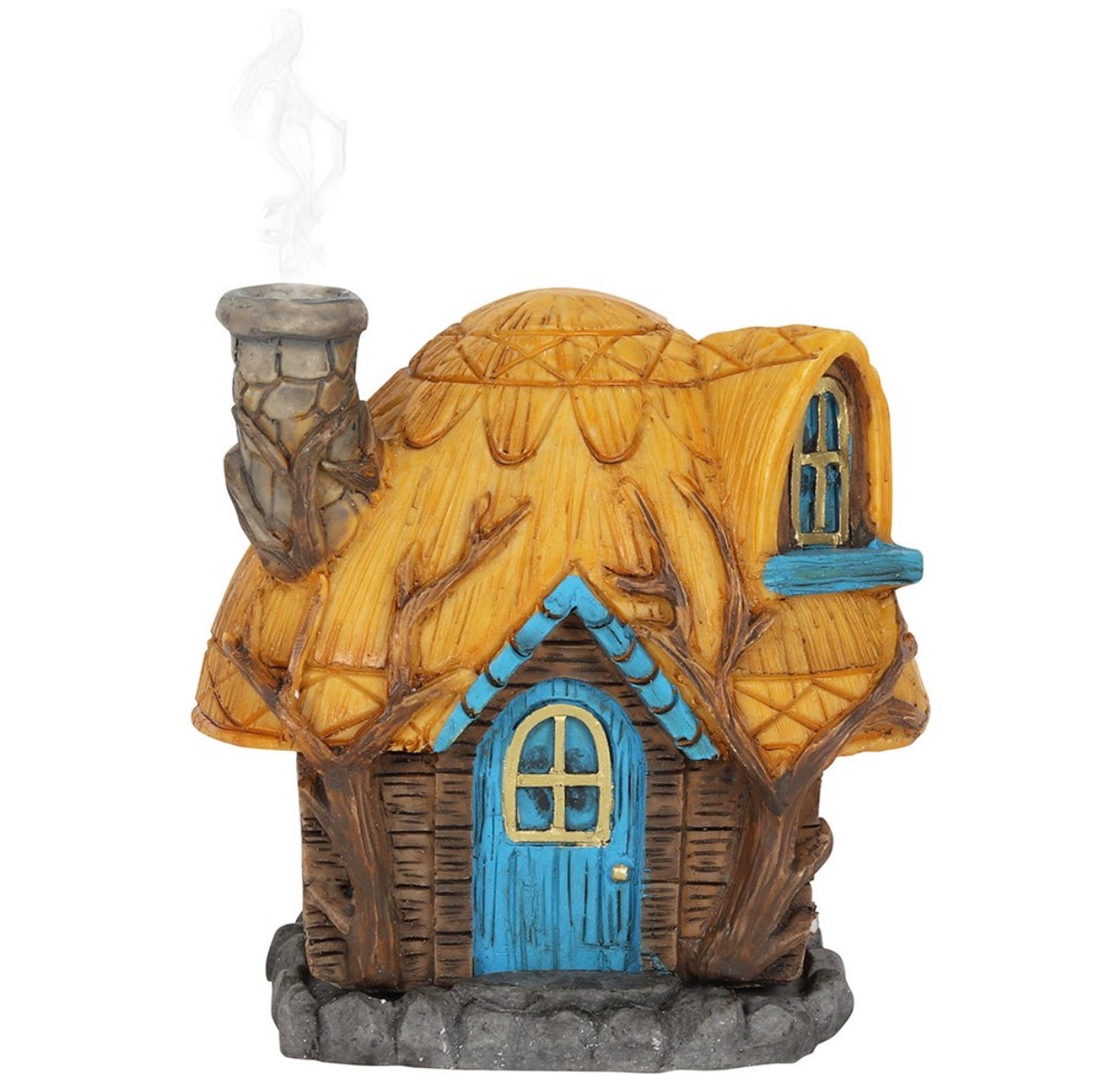 Buttercup Cottage lifted off its stone base with an incense cone in place