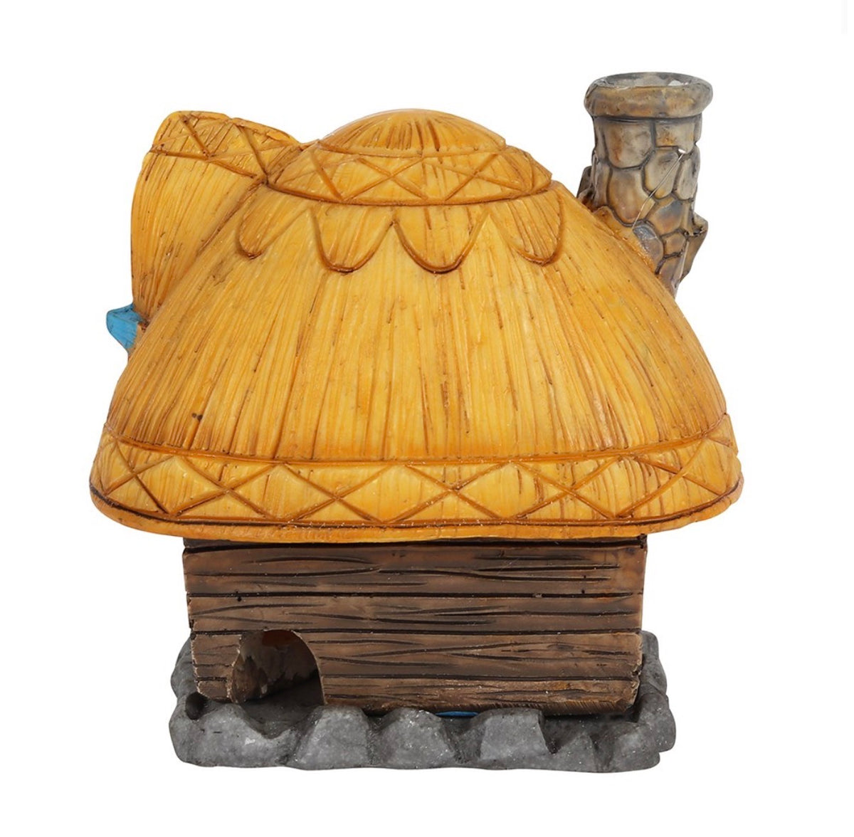 Buttercup Cottage fairy incense burner with smoke drifting from the stone chimney