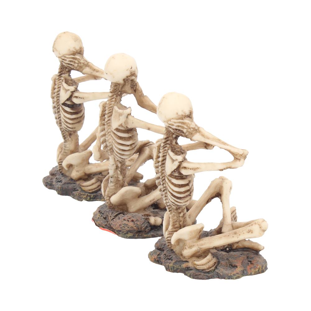 See No Hear No Speak No skeleton figurines – angle view