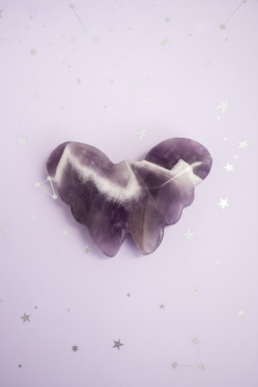 Amethyst Butterfly - back view, pale purple stars