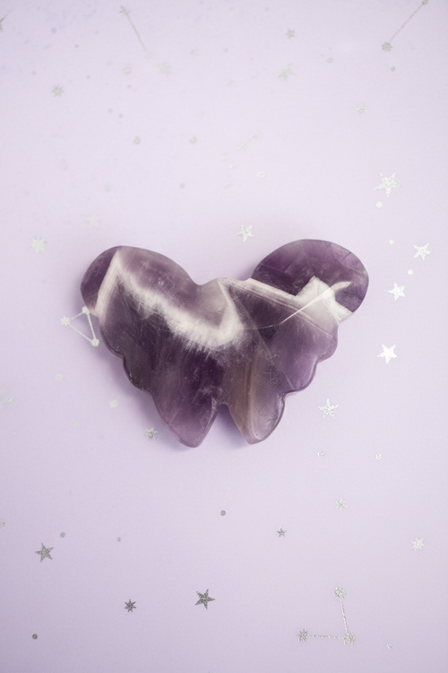 Amethyst Butterfly - back view, pale purple stars