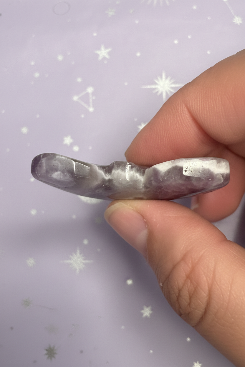 Amethyst Butterfly Large - side profile, pale purple stars