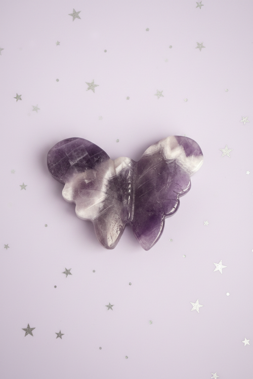 Amethyst Butterfly - top down, pale purple stars