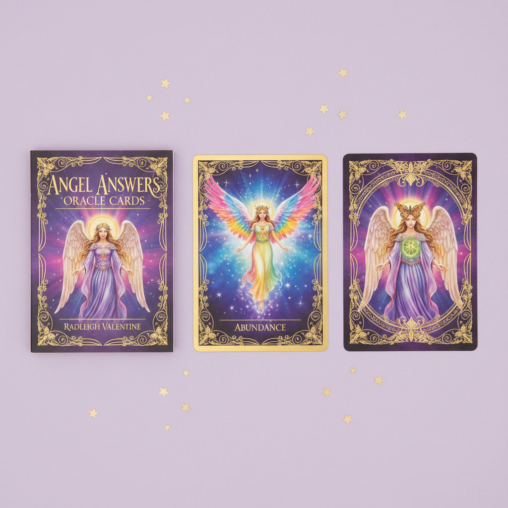 Angel Answers — guidebook and cards, gold stars