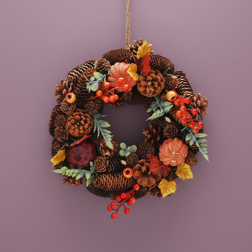 Autumn Harvest Wreath - deeper purple background
