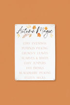 Autumn Magic Sign - close-up front, burnt orange background