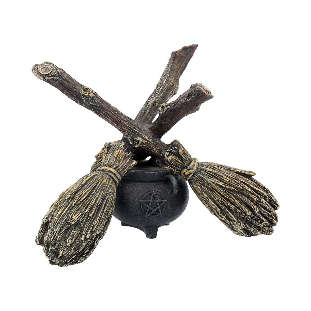 Broomstick crystal ball holder – angle view