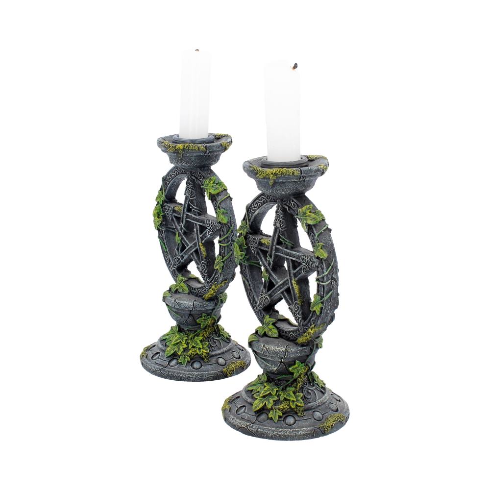Pentagram ivy candlestick holders set of 2 – angled view