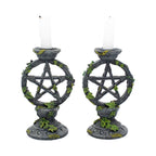 Pentagram ivy candlestick holders – side angle view