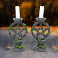Pentagram ivy candlestick holders – white background pair shot