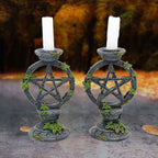 Pentagram ivy candlestick holders – white background pair shot