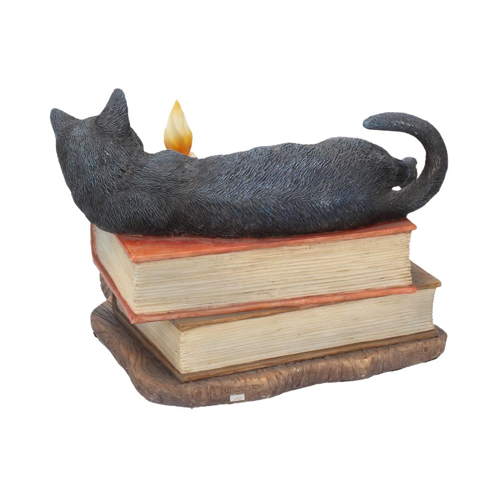 Spirit Guide black cat figurine with candle – front view white background