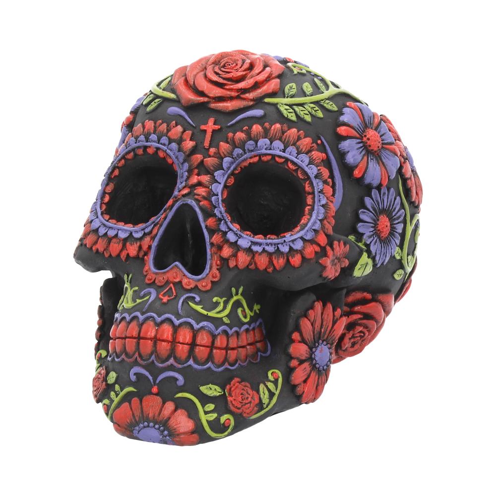 Day of the Dead floral skull ornament - front view