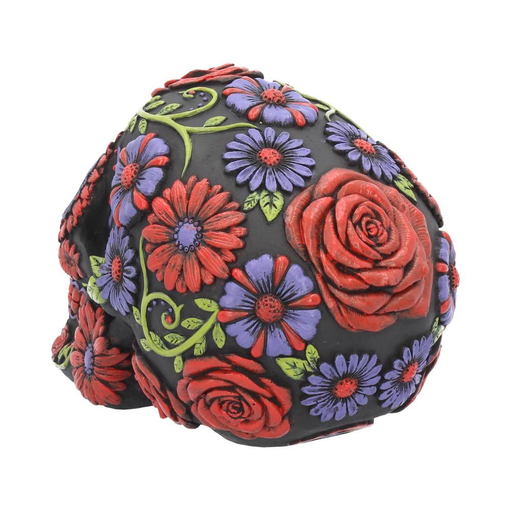 Day of the Dead floral skull ornament - back view