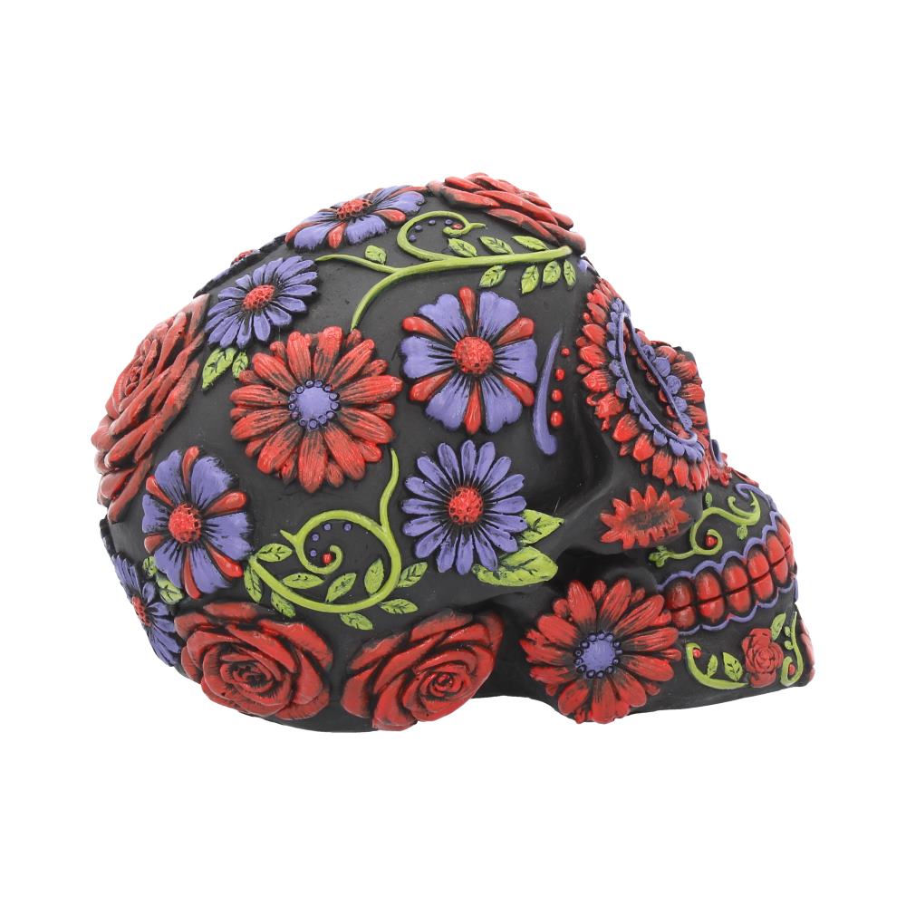 Day of the Dead floral skull ornament - three quarter view