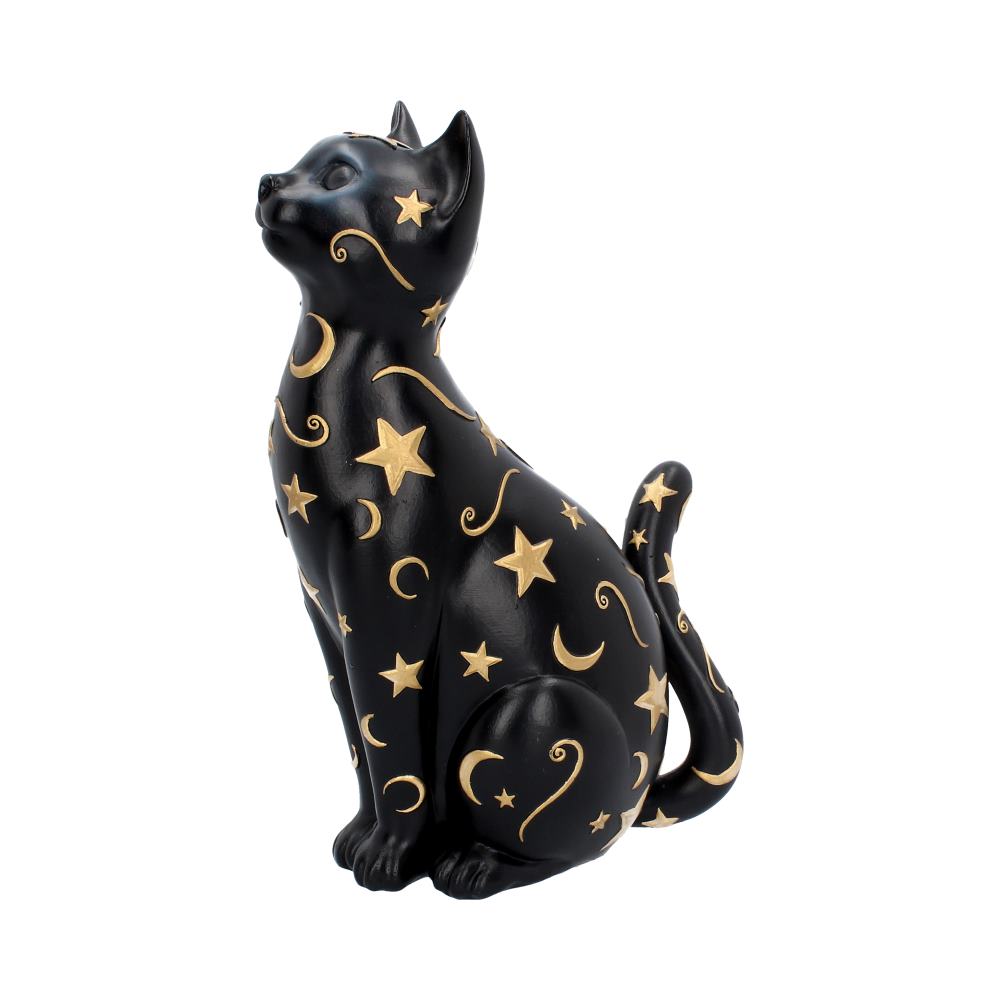 Celestial black cat figurine - side view