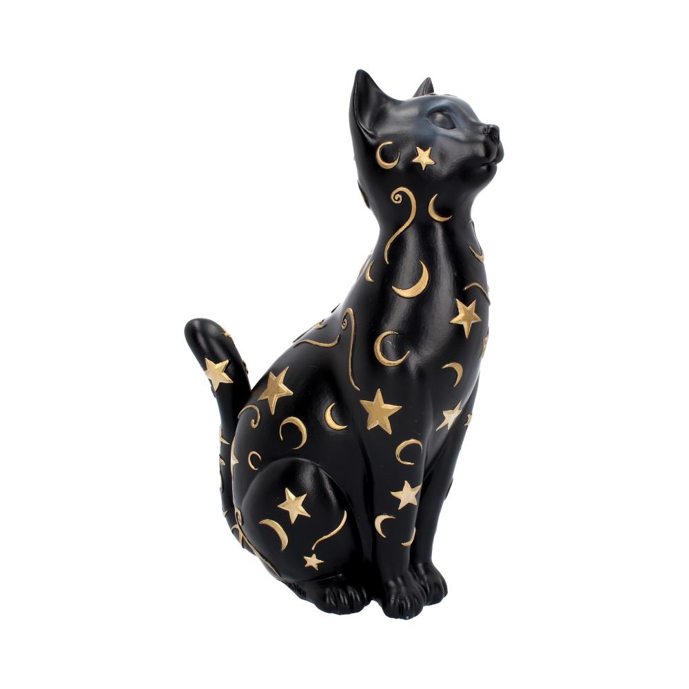Celestial black cat figurine - three quarter view