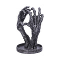 Skeleton hands heart jewellery stand - front view