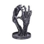 Skeleton hands heart jewellery stand - front view