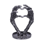 Skeleton hands heart jewellery stand - side view