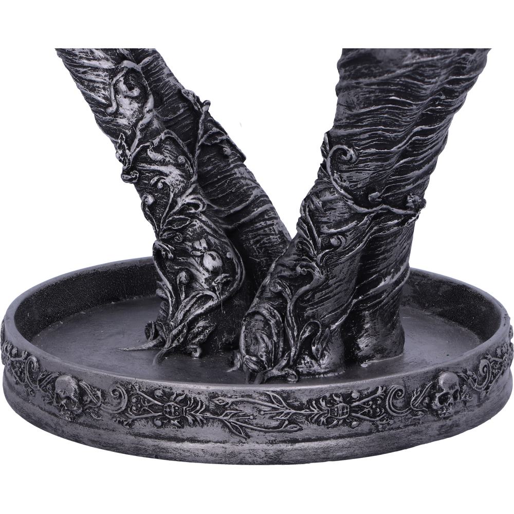 Skeleton hands heart jewellery stand - lifestyle with jewellery