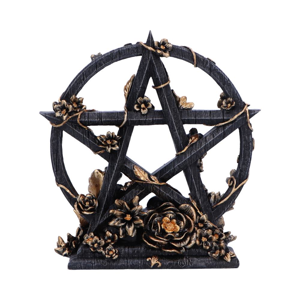 Floral pentagram sculpture - detail of star and roses