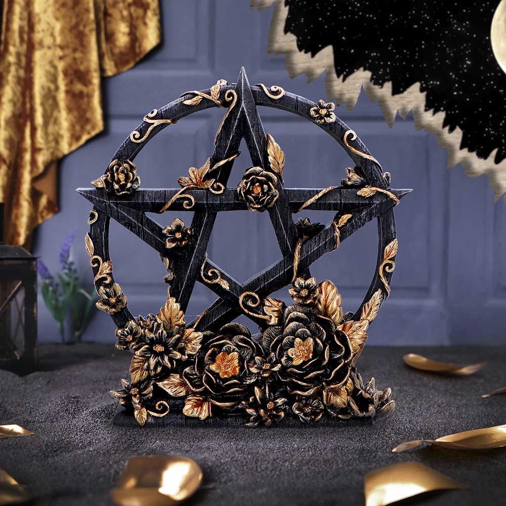 Floral pentagram sculpture - angle view