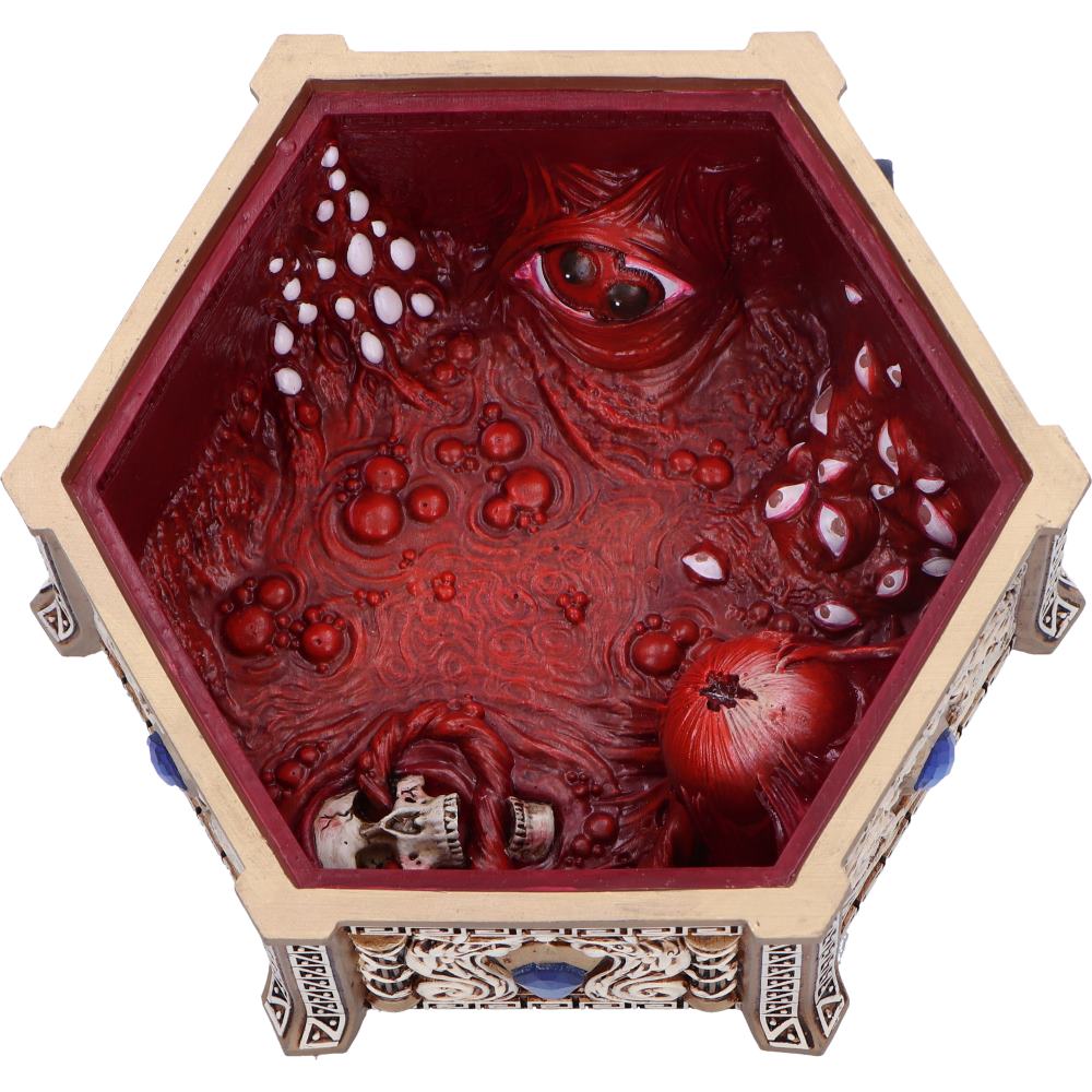 Pandora's Box trinket box - lifestyle shot open on dark surface