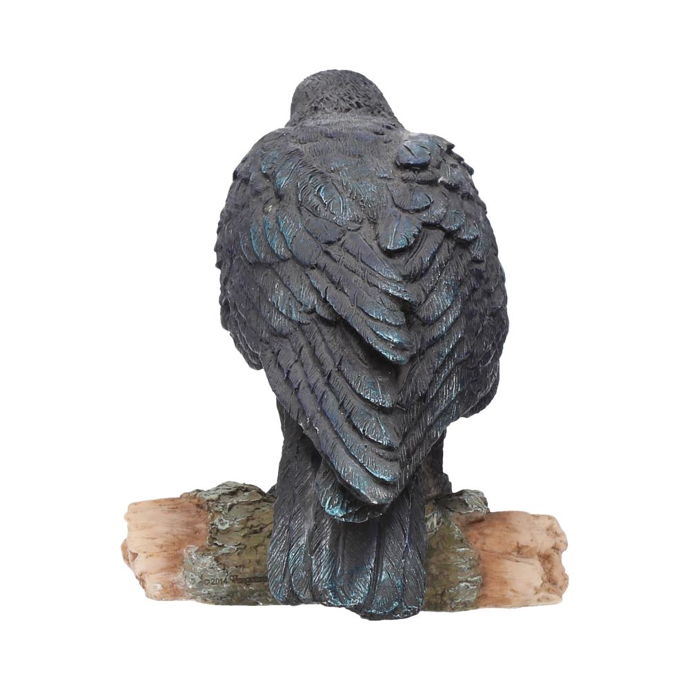 Raven Figurine – rear view showing feather detail