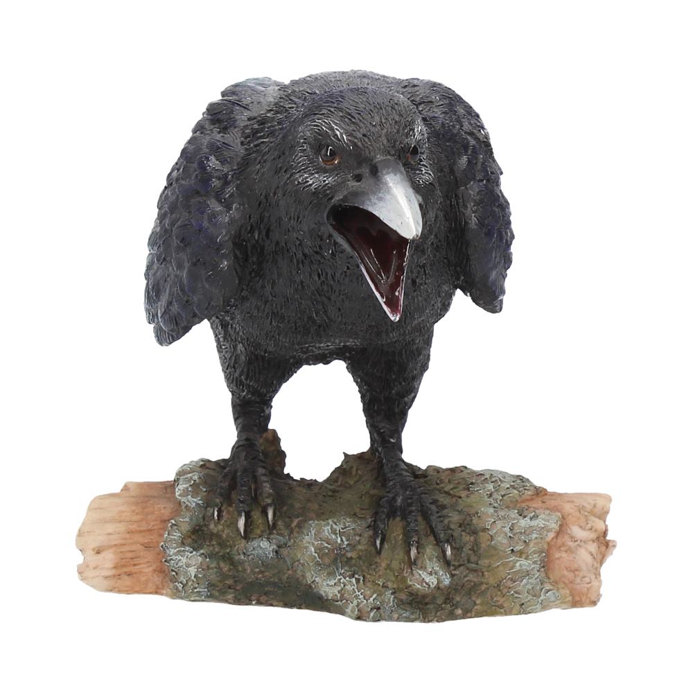 Raven Figurine – front face on, beak open