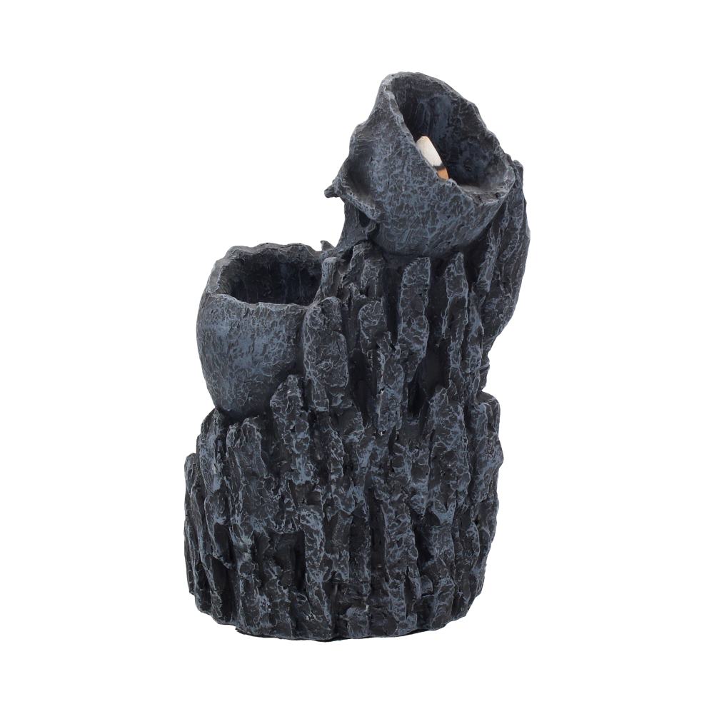 Skull Mountain Backflow Incense Burner – top view showing cone holders