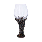 Green Man Wine Glass - face and ivy detail close up