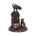 Witch's Familiar Cats and Books Figurine - cat on books close up