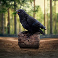Raven Sound Box Figurine - talon and log base close up