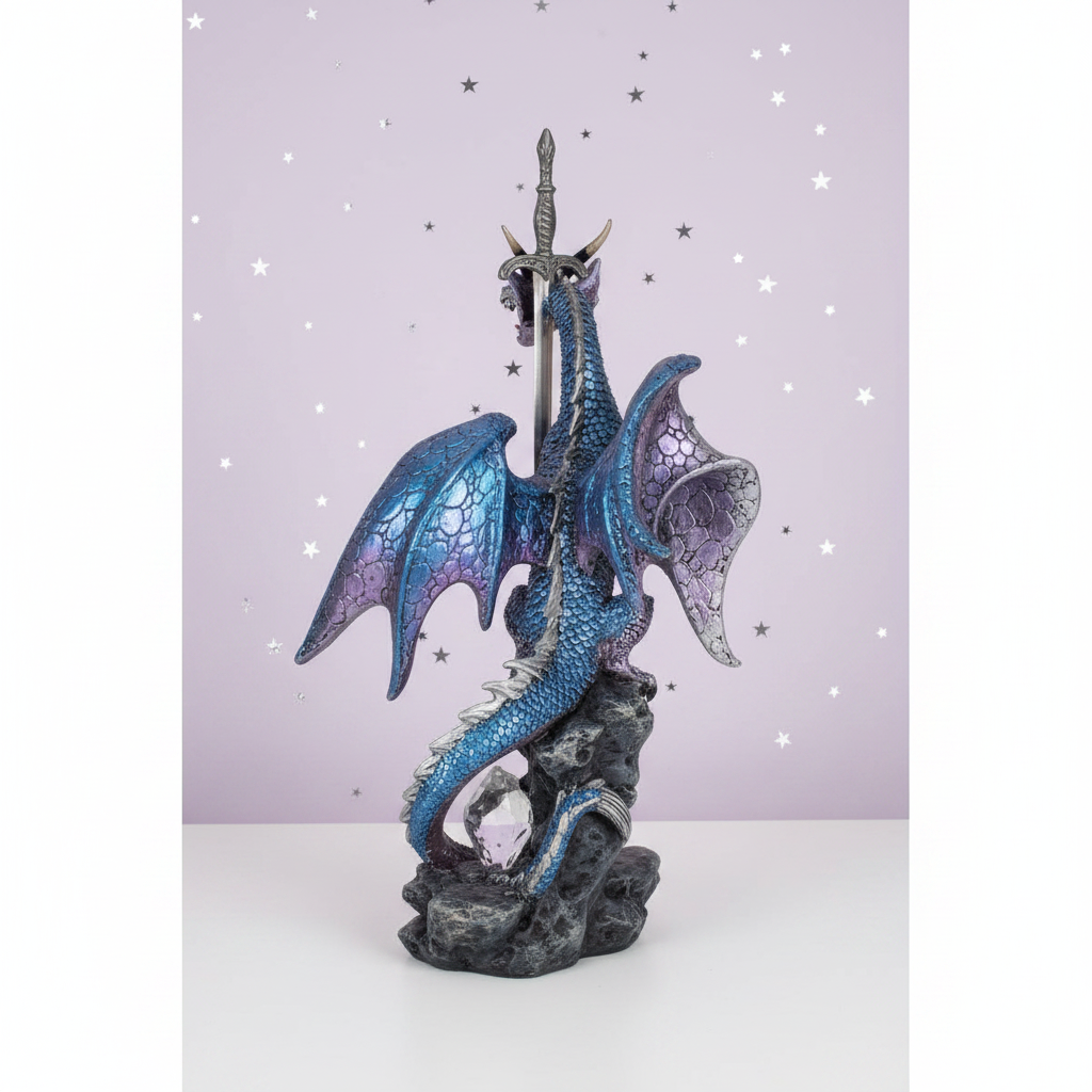 Dragon — back view, silver stars