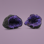 Dyed Amethyst Geode Pair - both halves, purple background