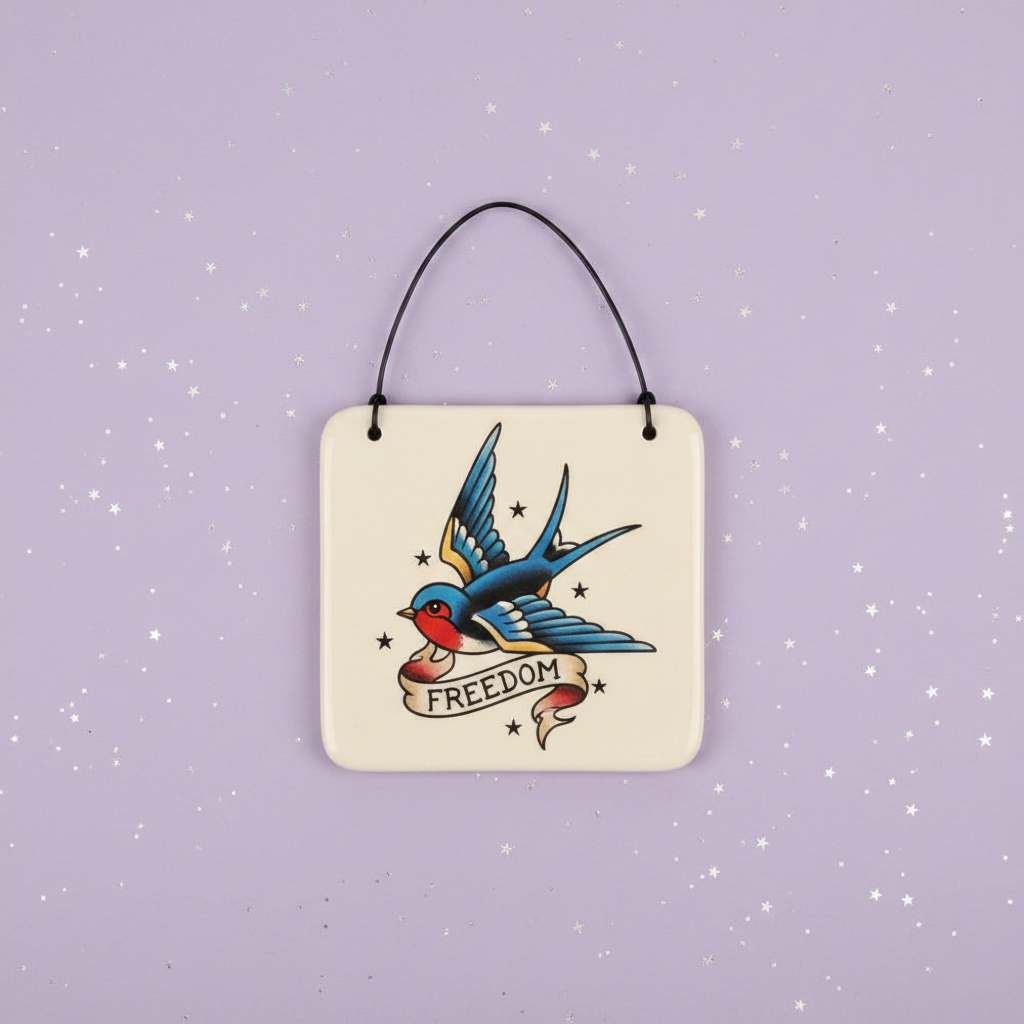 Freedom plaque — pale purple stars