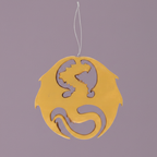 Golden Dragon - back view, purple background
