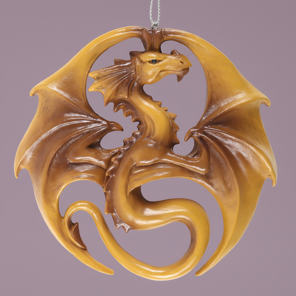 Golden Dragon - close up, purple background