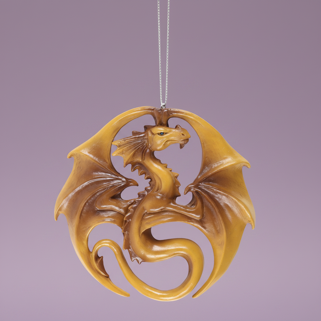 Golden Dragon - front view, purple background