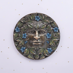 Green Man Plaque — front, gold stars