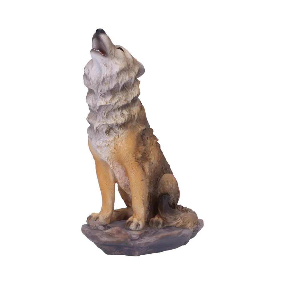 Howling Wolf Figurine - front view showing white chest fur