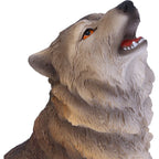 Howling Wolf Figurine - face and amber eye close up