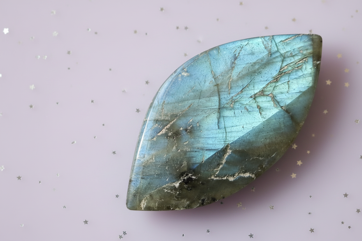 Labradorite Flash Pair - stone 4, pale purple stars