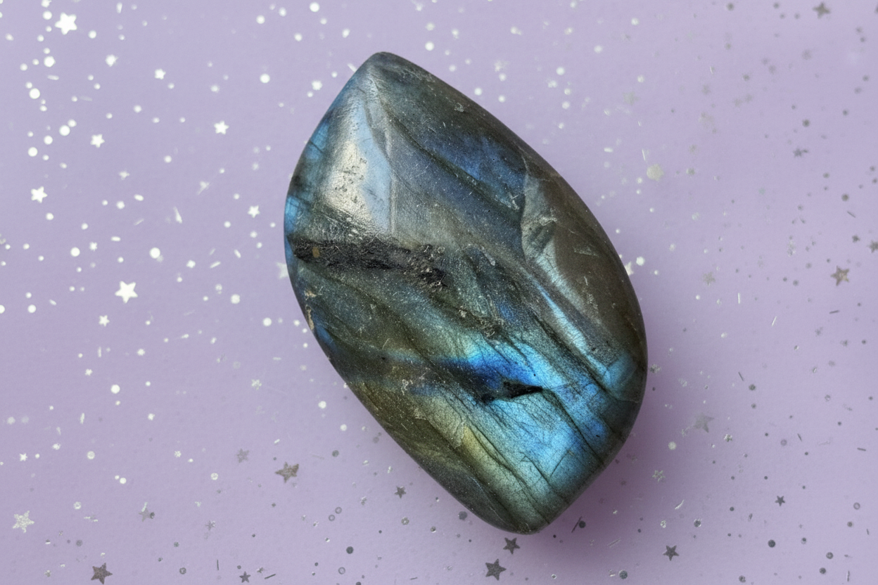 Labradorite Flash Pair - stone 5, pale purple stars